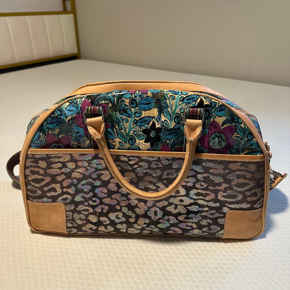 Consuela Beck Commuter Dome Satchel Bag – Multicolor Leather & Canvas - Picture 6 of 15